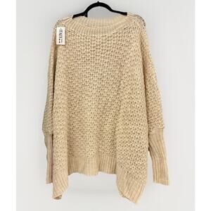 Made in Italy Textured Knit Oversized Sweater – Cream Slouchy Pullover